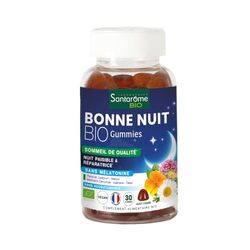 Santarome Bio - Bonne Nuit Bio - Sommeil de qualité - A base de Pavot de Californie & Mélisse, Sans mélatonine - Goût Cassis - 30 gummies - France