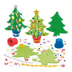 Baker Ross AX427 Kit Alberi Di Natale - Confezione Da 4, Confezioni Per Feste E Attività E Decorazioni Natalizie Per Bambini