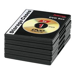 Hama Boîtier standard (pour DVD, convient également aux CD et aux Blu-ray, avec film pour l'insertion de la jaquette, lot de 5) Noir