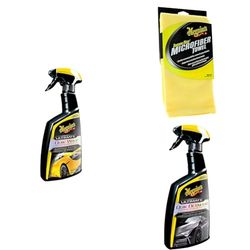 Meguiar's G200916EU Ultimate Quik Spray Wax 473ml, for a high gloss finish - Includes Supreme Shine Microfibre Car Cleaning Towel 1 pack & Ultimate Quik Detailer