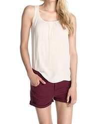 ESPRIT Dam Regular Fit blus silkeslen med oval huskurning 064EE1F012, Elfenben (benvit 103), 42