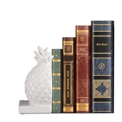 Relaxdays Spaarpot ananas, decoratief spaarvarken, rubberen stop, geldgeschenk, keramische spaarpot, 14,5 x 9 x 7 cm, wit, 1 stuk