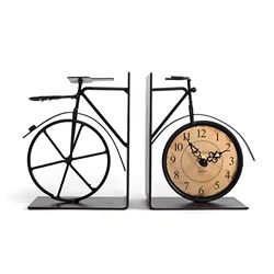 CIAL LAMA Decoratieve boekensteunen fiets met functioneel horloge, vintage design, 23 cm