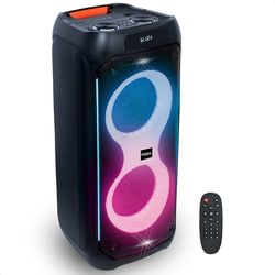 Ibiza - COLUMBA800 - Potente altoparlante 2x8"/20cm a batteria ricaricabile - Bluetooth, Micro-SD, USB, Aux, 2 MIC IN, 1 GT IN, RCA OUT - TWS - LED infinito multicolore - Impugnatura