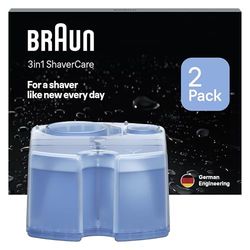 Braun 3in1 ORIGINAL Shaver Care SmartCare Center Refill Cartridges, Cleans 10x Better Than Water, 3in1 Formula With Lemon Fresh Scent, Hygienic Cleaning To Remove Hair & Skin Particles, 2 Pack