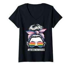 Womens Transgender Mom Pride Parade Sunglasses Transgender Ally V-Neck T-Shirt