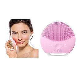 FOREO UFO Full Facial LED Face Mask Treatment, Red Light Therapy Face Care, Korean Skincare, Pearl Pink & Luna Mini 2 Facial Cleansing Brush | Travel Accessories | Face Massager Electric | Pearl Pink