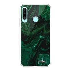 Evetane Case Compatibel met Huawei P30 Lite 360 Volledige Cover Voorkant Achterkant Slip Beschermend Transparant Mercury Groen Fashion Design