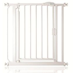 Safetots Porta de segurança automática com fecho automático, extra estreita, 61 cm, 66,5 cm, branca, porta de bebé com fecho automático, barreira de segurança para crianças pequenas