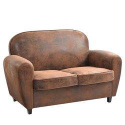 HOME DECO FACTORY Club marrón para Muebles, sofá, Silla, Asiento, salón, Entrada, Comedor, Dormitorio Baqueta, Madera, L139 x H87 x P79 cm