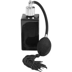 Fantasia Perfume Atomiser with Ball Pump: 100 ml Vintage Glass Perfume Bottle in Black - Empty Perfume Bottle - Perfume Spray Bottle Perfume Bottle