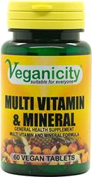 Veganicity Multi Vitamin & Mineral : General Health and Well-Being Supplement : 60 Tablets, in a Planet-Friendly 99% Recycled Pot