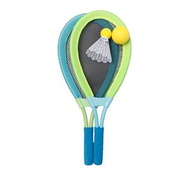 alldoro 60057 XL shuttle-set, 4-delig, kleurrijk, 62 x 26 cm, 2 rackets met softbal, shuttle, voor kinderen en volwassenen