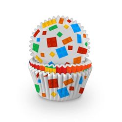 Anniversary House Cupcake Cases - 60 Building Block Cupcake Cases for Baking - Kids Baking Cups in Heavy Duty Greaseproof Paper for Birthday and More J219