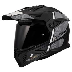 LS2, Casque Moto Cross PIONEER II HILL Matt Black White, XXL