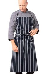 Chef Works A100-NCS English Chef Apron, Navy Chalk Stripe