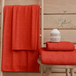 PETTI Artigiani Italiani - Asciugamani Bagno in 100% Spugna di Cotone, Set Asciugamani 3+3, 6 Pezzi 3 Asciugamani Viso e 3 Asciugamani Mani, Asciugamani Rosso