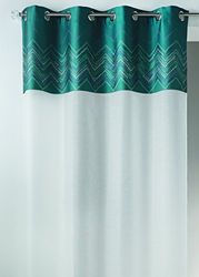 Home Maison hm6998298 gordijn met riempjes hoog Chevron Jacquard polyester 140 x 240 cm petrol