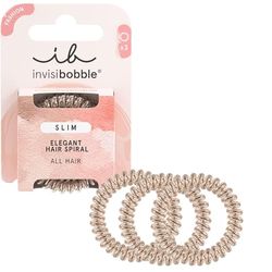 invisibobble Slim Bronze and Beads - Thin Hair Scrunchies Bronze for Women & Girls, No Marks, High Comfort, Hair Loving, Water Repellent, Ideal for Fine Hair & Updos, Pack of 3