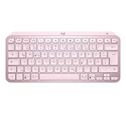 Logitech MX Keys Mini draadloos toetsenbord, compact, Bluetooth, achtergrondverlichting, USB-C, compatibel met Apple macOS, iOS, Windows, Linux, Android, metalen behuizing - roze