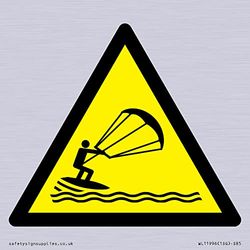 W062 Waarschuwing: Kitesurfen Teken - 85x85mm - S85