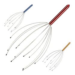 Relaxdays hoofdmassage spin, 12 armen met noppen, metalen hoofdspin voor handmatige massages en ontspanning, rood