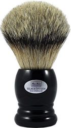 Hans Baier Exclusive - Pennello da barba XL in vero pelo di tasso argentato, manico nero, misura 4, 88 g