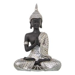 ŻYWICA FIGURA BUDA PLATEADO/BRĄZOWY, 16 x 9 x 23 cm