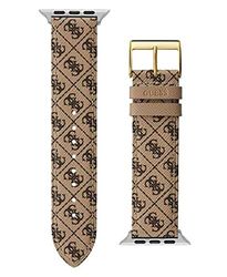 GUESS Mens smartwatch band compatible with Apple watch (42MM-44MM), Chocolate Brown, Modern