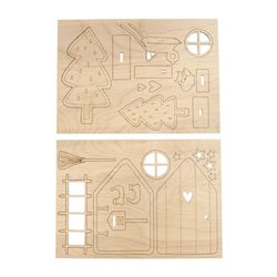 Rayher hemlig dörrtomt, trä FSC-certifierad, 2 träplattor 21 x 15 cm, 24 st., motiv för att separera ut, trädekoration för målning, 64519505