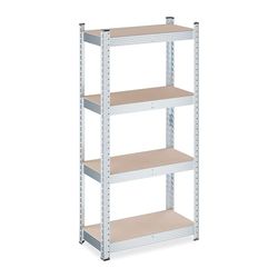 Relaxdays stellingkast, HBD: 120 x 60 x 30 cm, 700 kg, gegalvaniseerd staal, opbergrek garage, schuur, lichtbruin-zilver