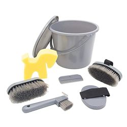 Pfiff 102361 Kit de Nettoyage, Seau de Nettoyage verrouillable, boîte de Nettoyage pour Chevaux, Gris