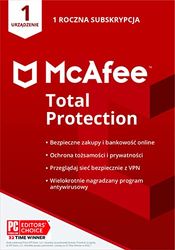 McAfee Total Protection 2022 | 1 urządzenie | Oprogramowanie antywirusowe zapewniające bezpieczeństwo w sieci | Zawiera VPN, menedżera haseł | PC/Mac/Android/iOS | Roczna subskrypcja | Dostawa pocztą