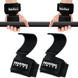 Breaking Limits Hefhaken voor gewichtheffen (paar) - Polshaken voor gewichtheffen, sportschool, deadlifts en pull-ups - haakliftbanden - haakgrepen voor dames en heren