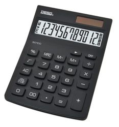 DESQ® Calculatrice de Bureau | Écran 12 Chiffres | Compact | Noir