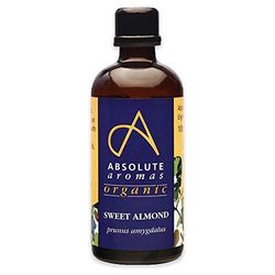 Absolute Aromas Organisk Söt Mandelolja 100 ml - Ren, Naturlig, Kallpressad, Vegansk och Icke-djurtestat - Massage Basolja och Återfuktning för Hår, Ansikte, Hud och Naglar