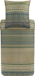 Bassetti Roccaraso V1 9323443 Bed Linen Set Cotton Mako Satin in Green 2-Piece with Zip Closure 200 x 200 cm / 80 x 80 cm