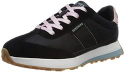 Skechers Retro Wind, Sneaker Donna, Maglia Duraleather In Pelle Scamosciata Nera, 37.5 EU