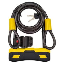MVTEK Beugelslot met kabelslot, fietsslot van staal 165 x 245 mm en kabel 170 cm. Fietsslot. Fietsslot, diefstalbeveiliging met sleutel. Corrosiebestendig. Fietsaccessoires zwart.