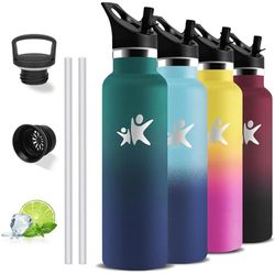 Borraccia Termica, Borraccia 1 litro, Senza BPA, Borraccia con Cannuccia, Senza Perdite, Borraccia Acciaio Inox, Borracce Termiche, Acciaio Inossidabile 18/8, per Campeggio, Fitness, Viaggio, Yoga