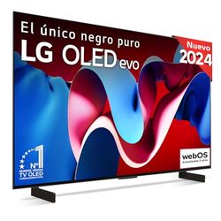 LG OLED42C44LA, 42", OLED 4K, Serie C4, 3840x2160, Smart TV, WebOS24, Procesador a9, Dolby Vision, Dolby Atmos, TV Gaming, 144 Hz, AMD FreeSync, Negro