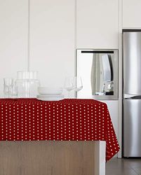 Gemitex tafelkleed van pluche, 140 x 240 cm, van PVC, met rode stippen, gemaakt in Italië
