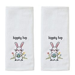 SKL Home Lot de 2 Serviettes de Pâques Hippity Hop, Blanc