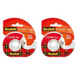 Scotch 19mm x 25m Crystal Strong Tape with Dispensered Roll (Pack of 2)