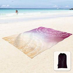 Sunlit Couverture de Plage Douce et Soyeuse de 269,2 x 205,7 cm, Tapis Anti-Sable, Tapis Anti-Sable avec Poches d'angle et Sac en Maille pour fête de Plage, Voyages, Camping et Festival de Musique en