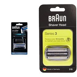 Braun 20S Recambio para Afeitadora Eléctrica Hombre Cruzer + Series 3 21B Cabezal de Recambio Negro para Afeitadora Eléctrica Hombre, Compatible con las Afeitadoras Series 3