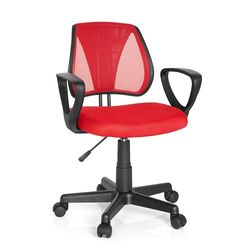 hjh OFFICE 725103 Cadeira de secretária para crianças KIDDY CD de malha vermelha, encosto de altura ajustável, cadeira giratória infantil