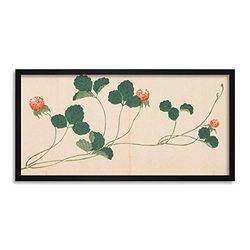 Raspberries 19th Century Kitagawa Saigyo Framed Wall Art Print Long 25X12 Inch