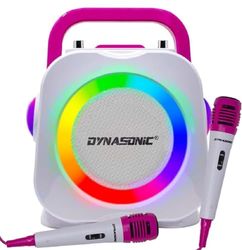 DYNASONIC USB Karaoke con microfono, Regalos Originales para niños niña, Altavoz Recargable|Ligero|Portátil, Juguetes niña 4-13 años (Rosa)