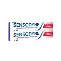 Sensodyne Dentifrice Traitement Sensibilité, Pour Protéger les Dents Sensibles, Protection Sensibilité Dentaire 24h, Lot de 2x75 ml